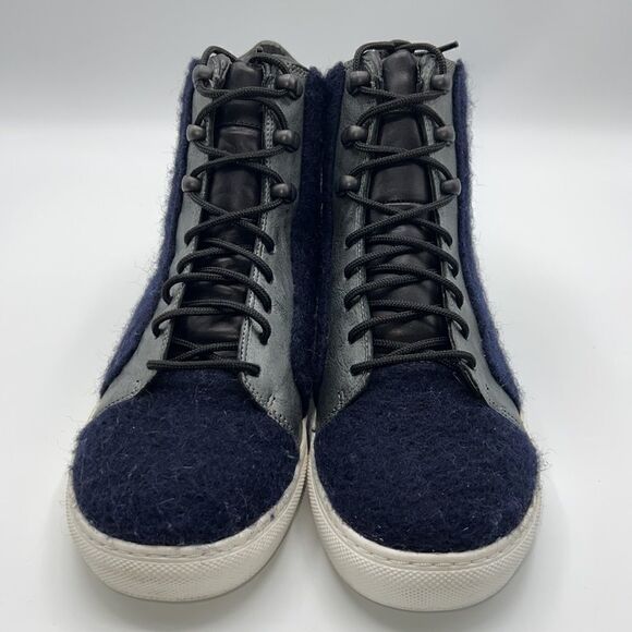 ELIE TAHARI Vortex Navy Blue Wool Lace Up High Top Sneakers-38.5/7.5 - Picture 2 of 9